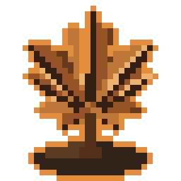 A pixel-art maple leaf